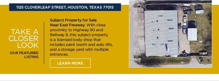Subject Property for Sale Near East Freeway | 1125 Cloverleaf Street, Houston, Texas 77015